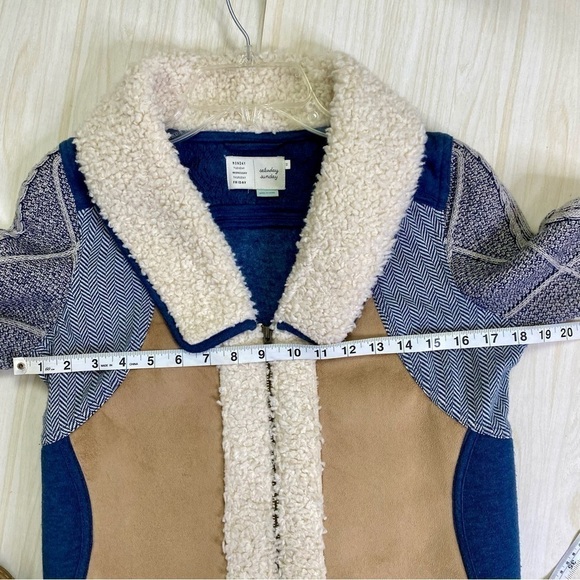 Anthropologie Saturday Sunday Sherpa knit faux suede sweater zip jacket size XS - Picture 7 of 10